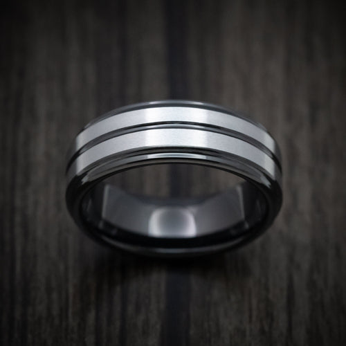 Endeavour XVI - Tungsten and Black Tungsten Men's Wedding Ring - view 2 - Nura Lab