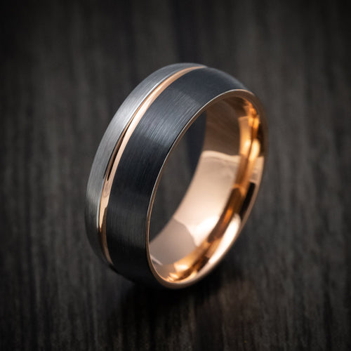 Heritage XV - Golden and Black Tungsten Tri-Tone Men's Wedding Ring - view 3 - Nura Lab