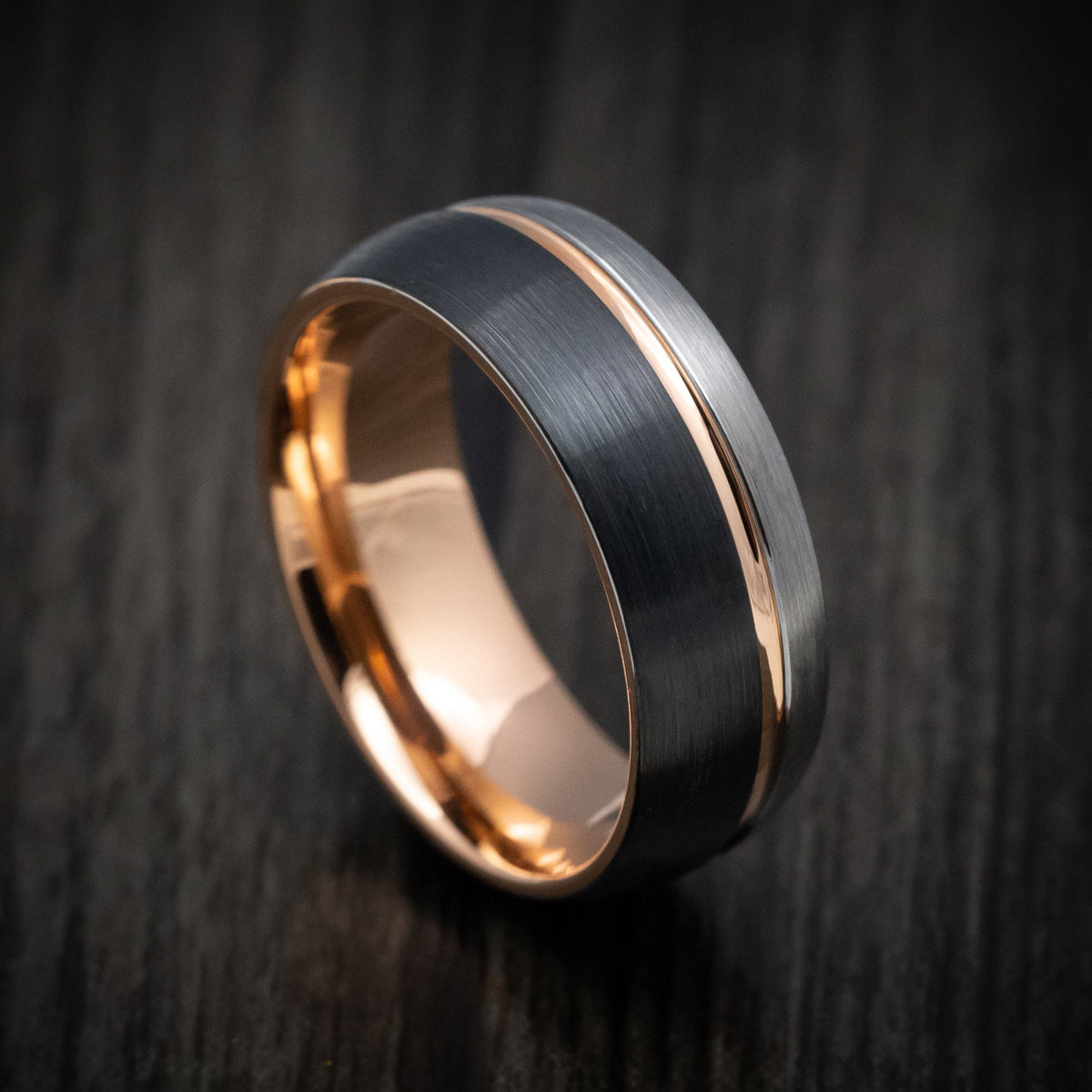 Heritage XV - Golden and Black Tungsten Tri-Tone Men's Wedding Ring - Nura Lab