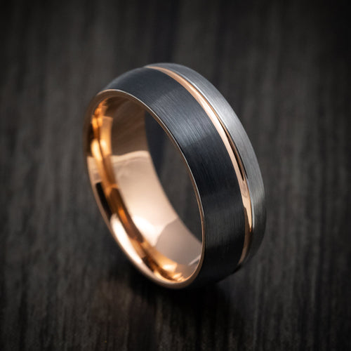 Heritage XV - Golden and Black Tungsten Tri-Tone Men's Wedding Ring - Nura Lab