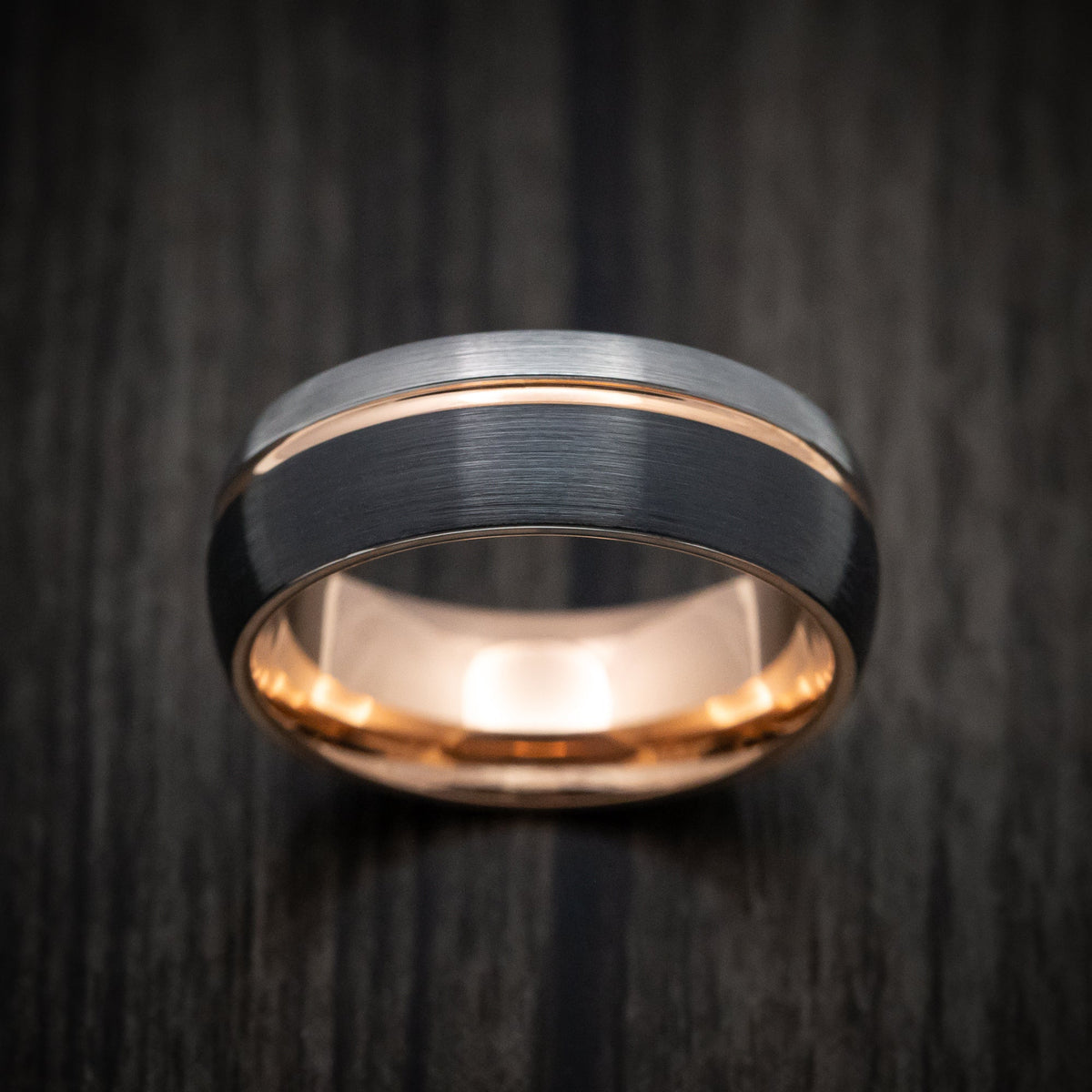 Heritage XV - Golden and Black Tungsten Tri-Tone Men's Wedding Ring - view 2 - Nura Lab