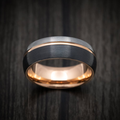 Heritage XV - Golden and Black Tungsten Tri-Tone Men's Wedding Ring - view 2 - Nura Lab