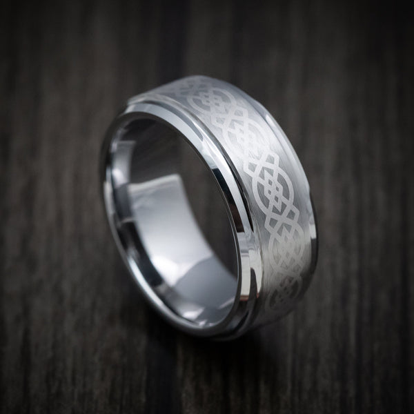 Crest XV - Tungsten Men's Wedding Ring with Celtic Knot Pattern