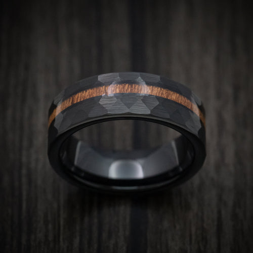 Endeavour XII - Black Tungsten Men's Wedding Ring with Koa Wood Inlay - view 2 - Nura Lab