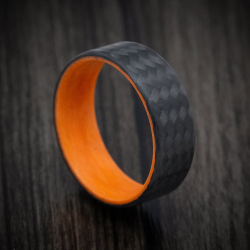 Evernorth XIV - Carbon Fiber Men's Wedding Ring with Orange Glow Sleeve - Nura Lab