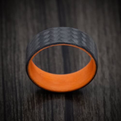 Evernorth XIV - Carbon Fiber Men's Wedding Ring with Orange Glow Sleeve - view 2 - Nura Lab