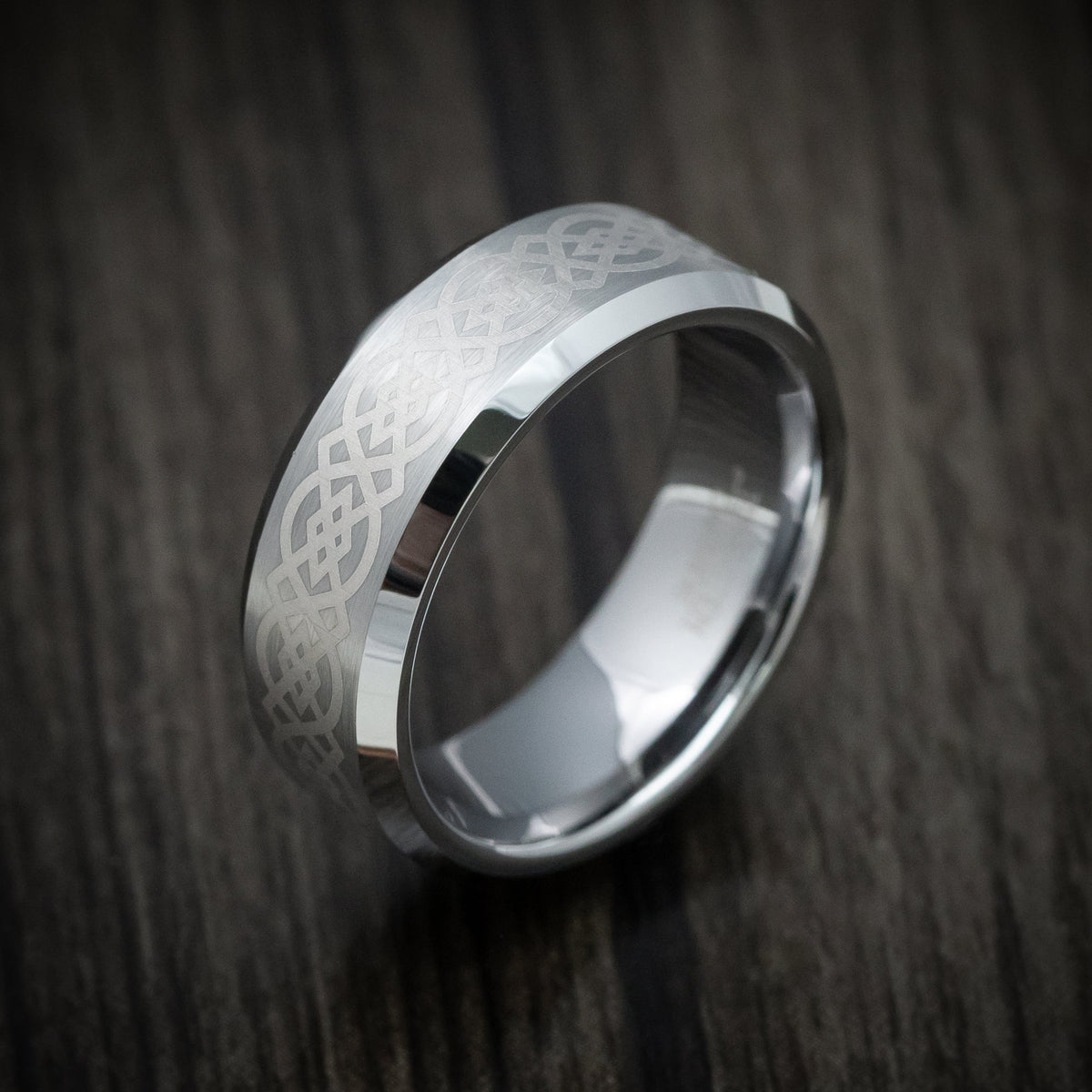 Maverick XVI - Tungsten Men's Wedding Ring with Celtic Knot Pattern - view 3 - Nura Lab