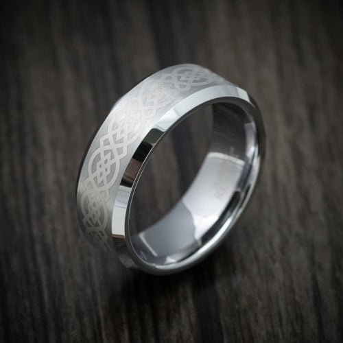 Maverick XVI - Tungsten Men's Wedding Ring with Celtic Knot Pattern - view 3 - Nura Lab