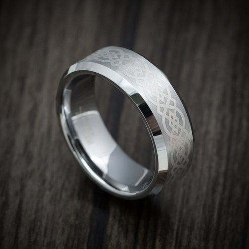 Maverick XVI - Tungsten Men's Wedding Ring with Celtic Knot Pattern - Nura Lab