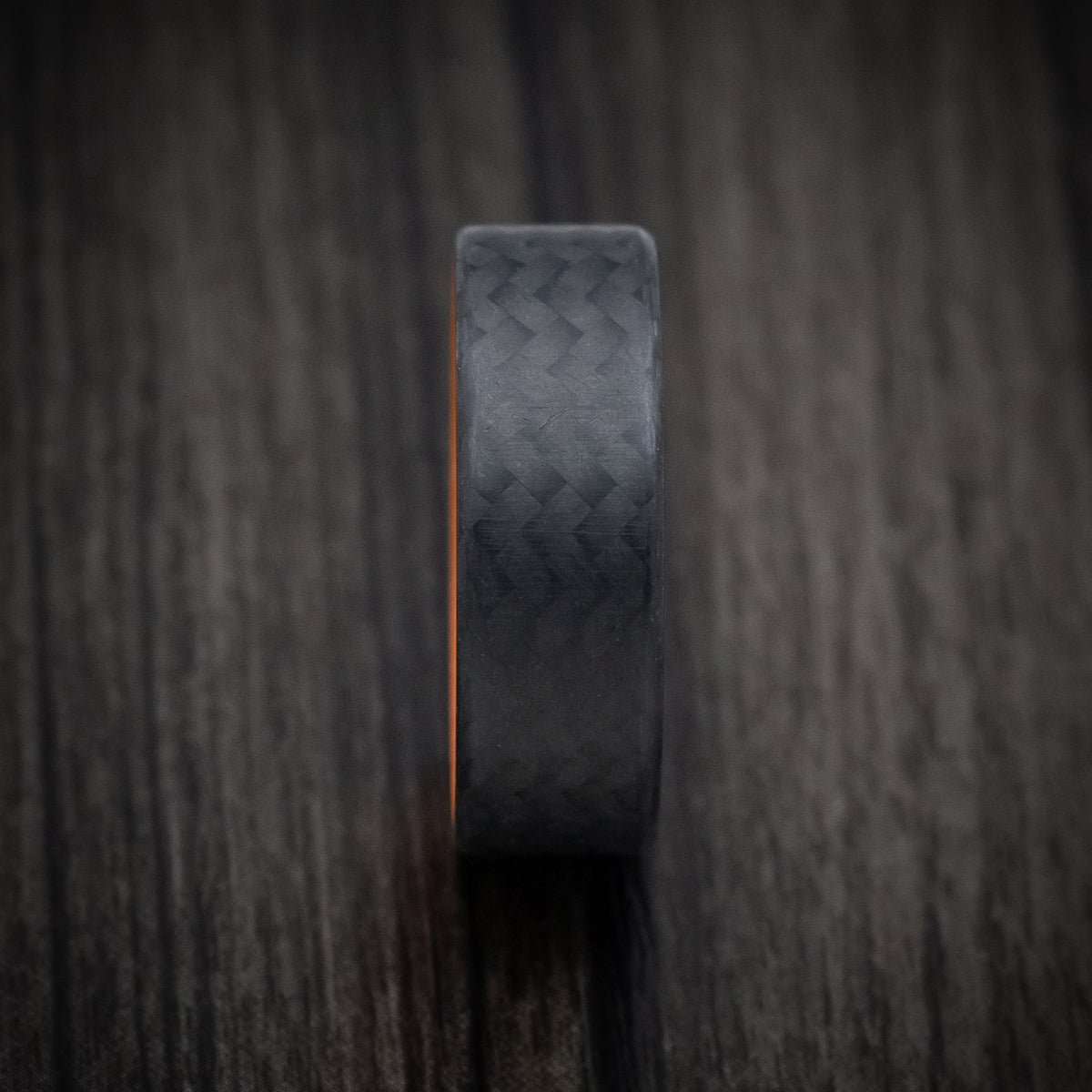 Evernorth XIV - Carbon Fiber Men's Wedding Ring with Orange Glow Sleeve - view 3 - Nura Lab