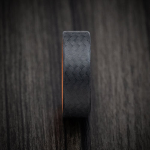 Evernorth XIV - Carbon Fiber Men's Wedding Ring with Orange Glow Sleeve - view 3 - Nura Lab