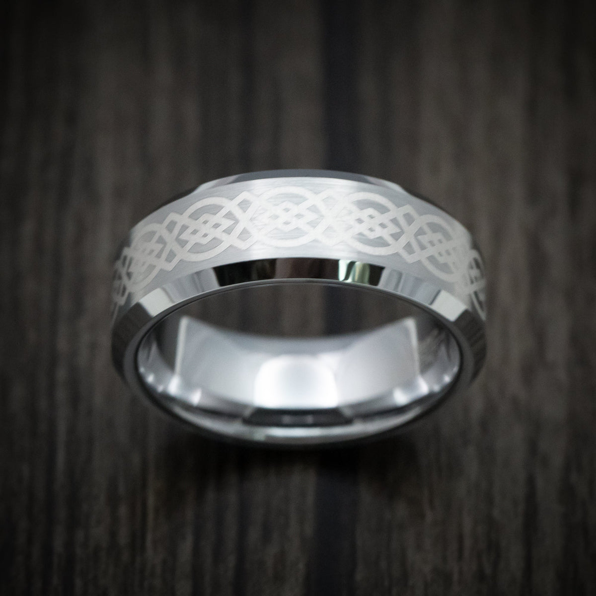 Maverick XVI - Tungsten Men's Wedding Ring with Celtic Knot Pattern - view 2 - Nura Lab