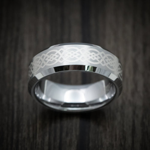 Maverick XVI - Tungsten Men's Wedding Ring with Celtic Knot Pattern - view 2 - Nura Lab
