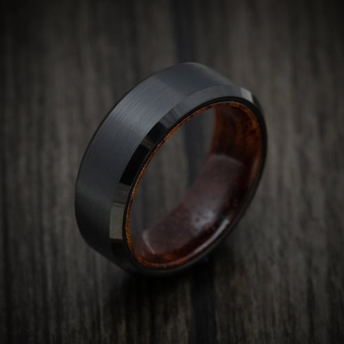 King Henry XII - Black Tungsten Men's Wedding Ring with Sapele Wood Sleeve - view 3 - Nura Lab