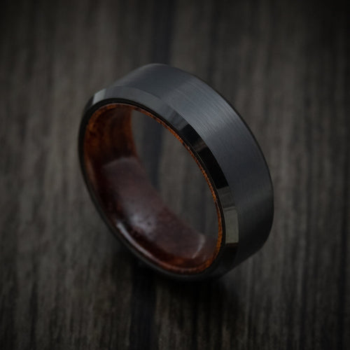 King Henry XII - Black Tungsten Men's Wedding Ring with Sapele Wood Sleeve - Nura Lab