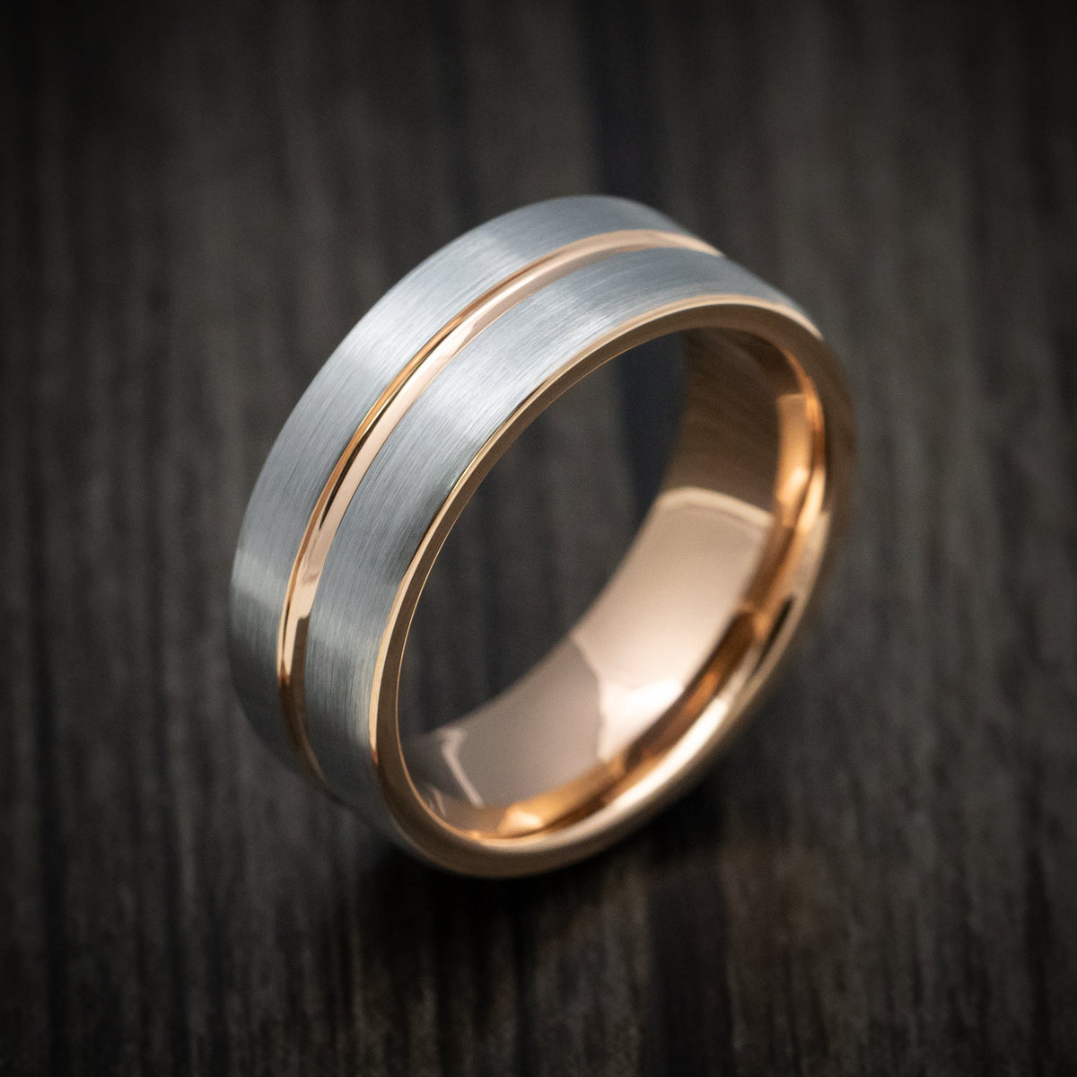 Navigator XV - Tungsten Men's Wedding Ring with Golden Inlay and Sleeve - view 3 - Nura Lab