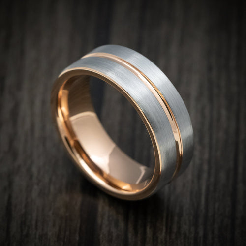 Navigator XV - Tungsten Men's Wedding Ring with Golden Inlay and Sleeve - Nura Lab