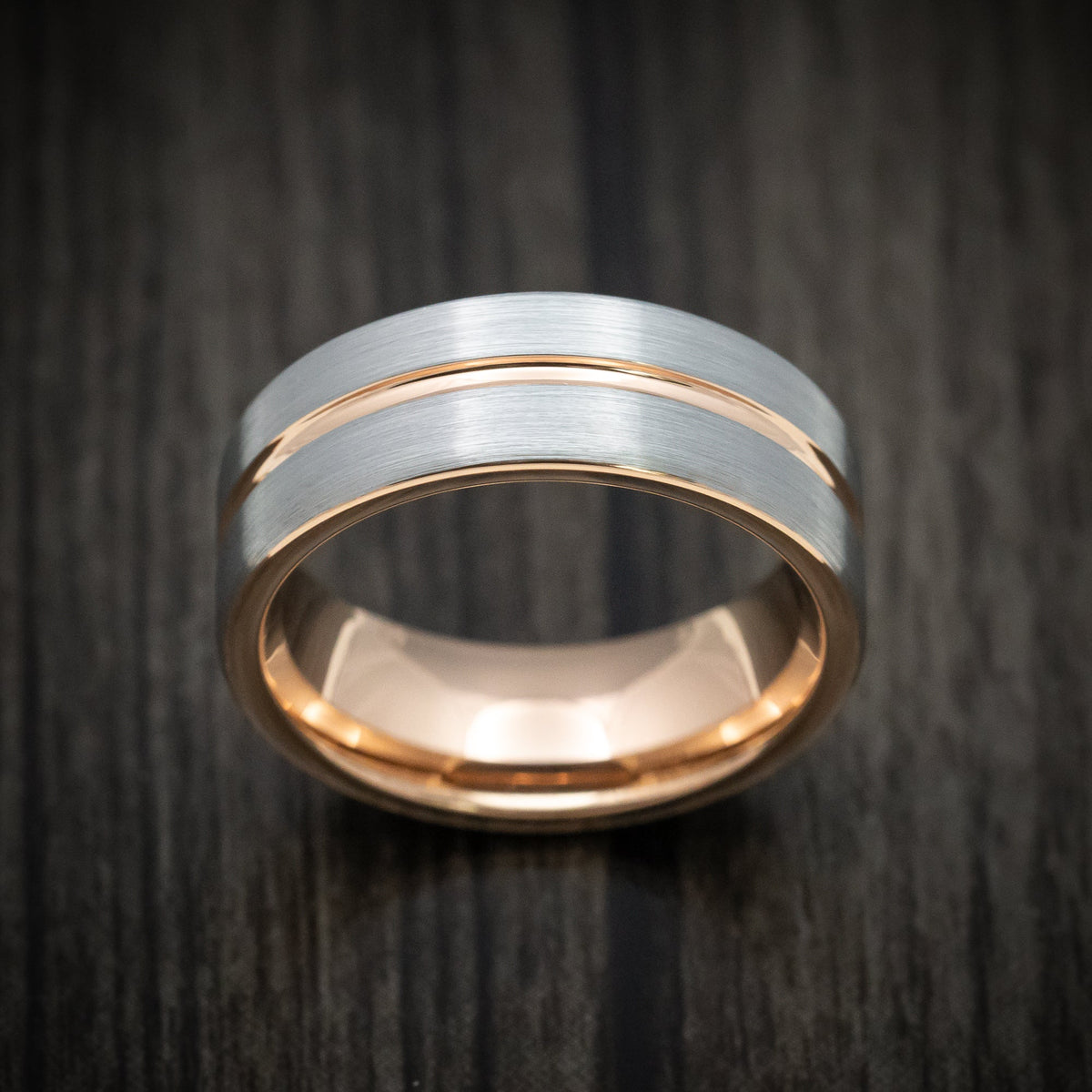 Navigator XV - Tungsten Men's Wedding Ring with Golden Inlay and Sleeve - view 2 - Nura Lab