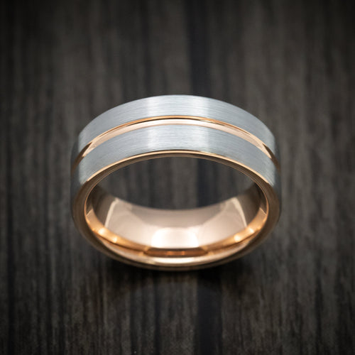 Navigator XV - Tungsten Men's Wedding Ring with Golden Inlay and Sleeve - view 2 - Nura Lab