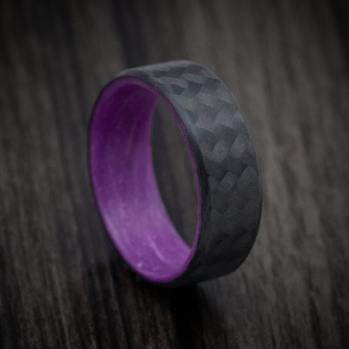 Granite XIV - Carbon Fiber Men's Wedding Ring with Purple Glow Sleeve - Nura Lab