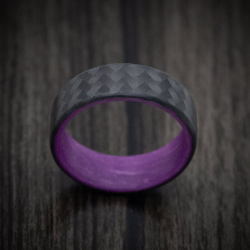 Granite XIV - Carbon Fiber Men's Wedding Ring with Purple Glow Sleeve - view 2 - Nura Lab