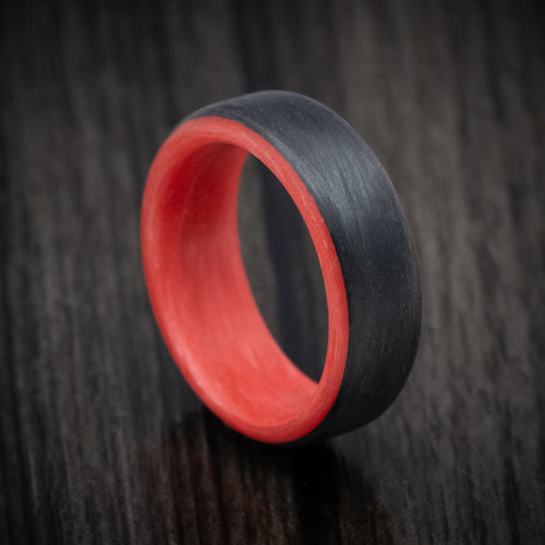 Highland XV - Carbon Fiber Men's Wedding Ring with Red Glow Sleeve - Nura Lab