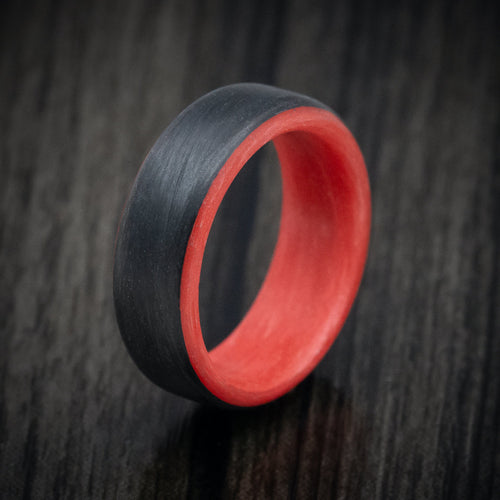 Highland XV - Carbon Fiber Men's Wedding Ring with Red Glow Sleeve - view 4 - Nura Lab