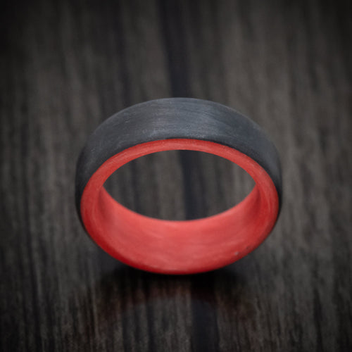 Highland XV - Carbon Fiber Men's Wedding Ring with Red Glow Sleeve - view 2 - Nura Lab