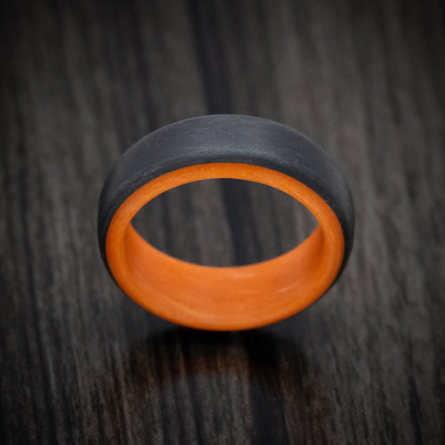 Onyx XIV - Carbon Fiber Men's Wedding Ring with Orange Glow Sleeve - view 2 - Nura Lab