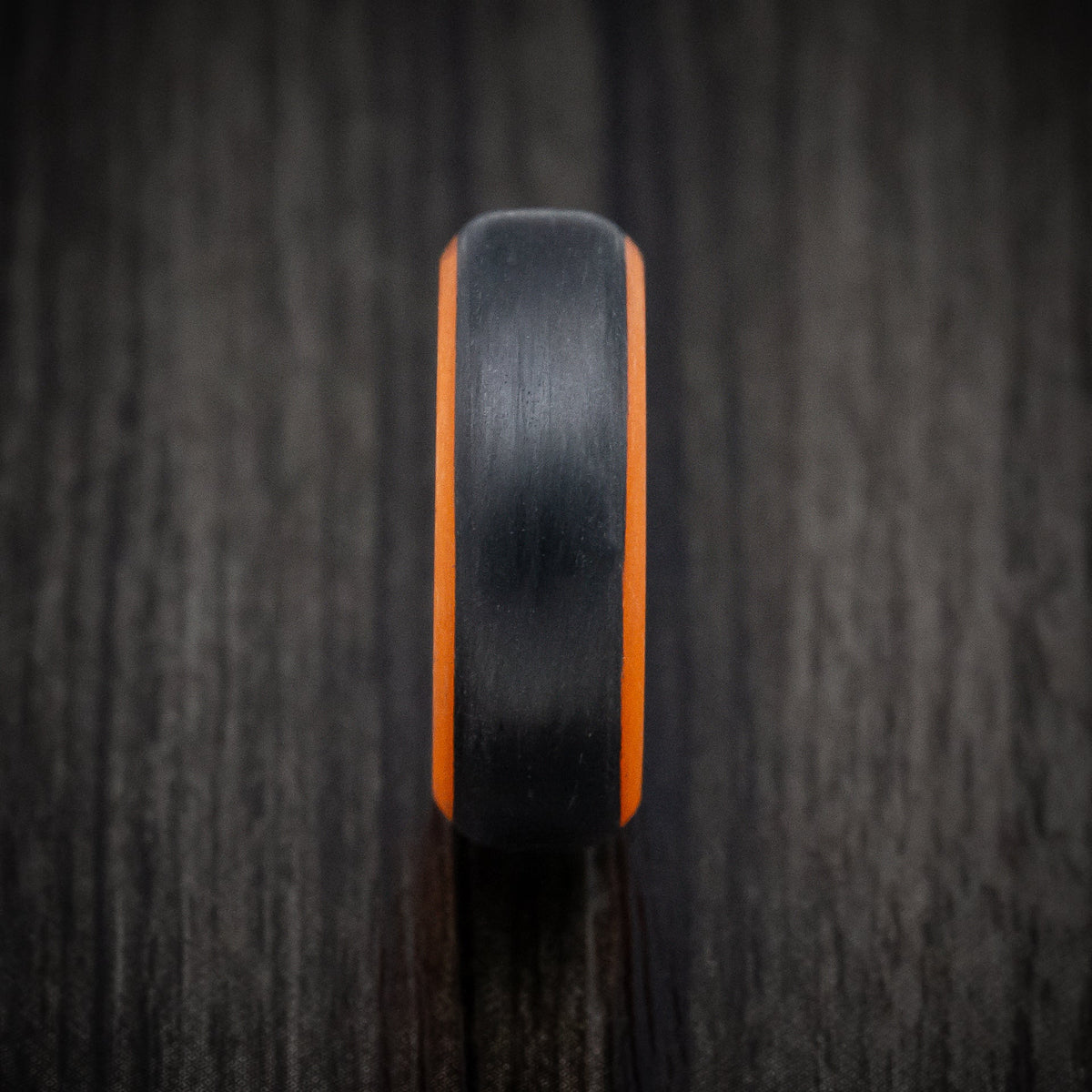 Onyx XIV - Carbon Fiber Men's Wedding Ring with Orange Glow Sleeve - view 3 - Nura Lab