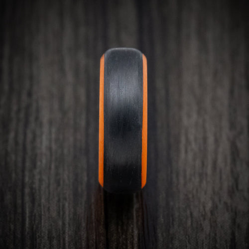 Onyx XIV - Carbon Fiber Men's Wedding Ring with Orange Glow Sleeve - view 3 - Nura Lab