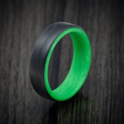 Blackstone XV - Carbon Fiber Men's Wedding Ring with Green Glow Sleeve - view 4 - Nura Lab