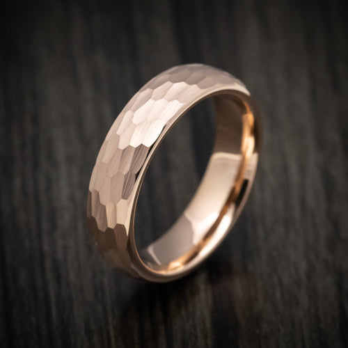 Obsidian XVI - Golden Tungsten Men's Wedding Ring with Hammer Finish - view 3 - Nura Lab