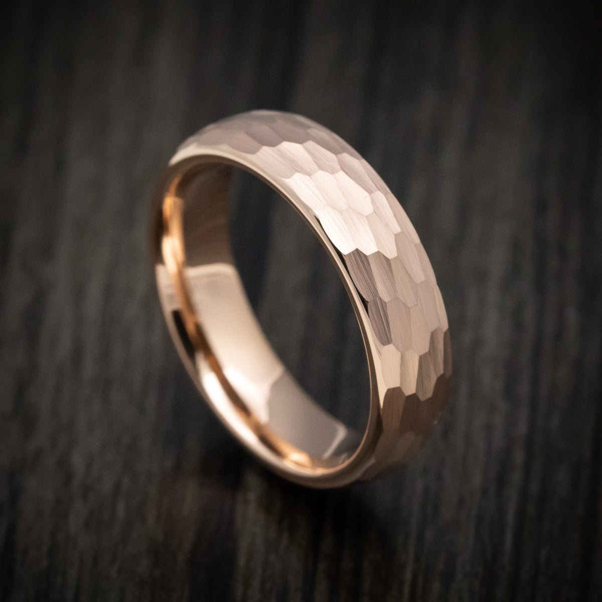 Obsidian XVI - Golden Tungsten Men's Wedding Ring with Hammer Finish - Nura Lab