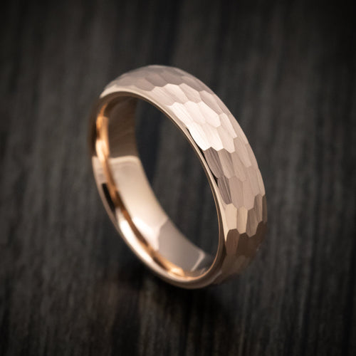 Obsidian XVI - Golden Tungsten Men's Wedding Ring with Hammer Finish - Nura Lab