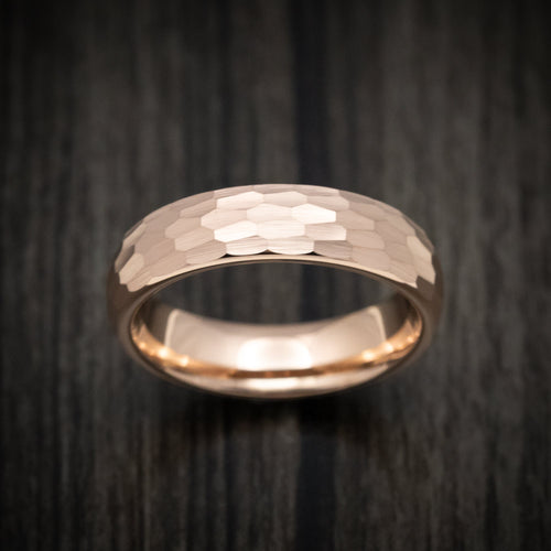 Obsidian XVI - Golden Tungsten Men's Wedding Ring with Hammer Finish - view 2 - Nura Lab