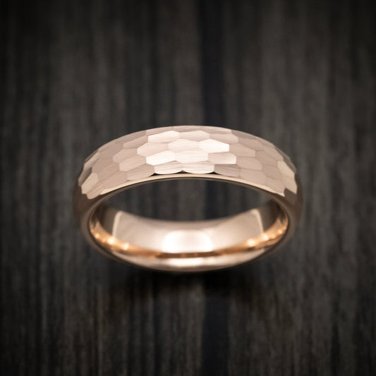 Obsidian XVI - Golden Tungsten Men's Wedding Ring with Hammer Finish - view 2 - Nura Lab