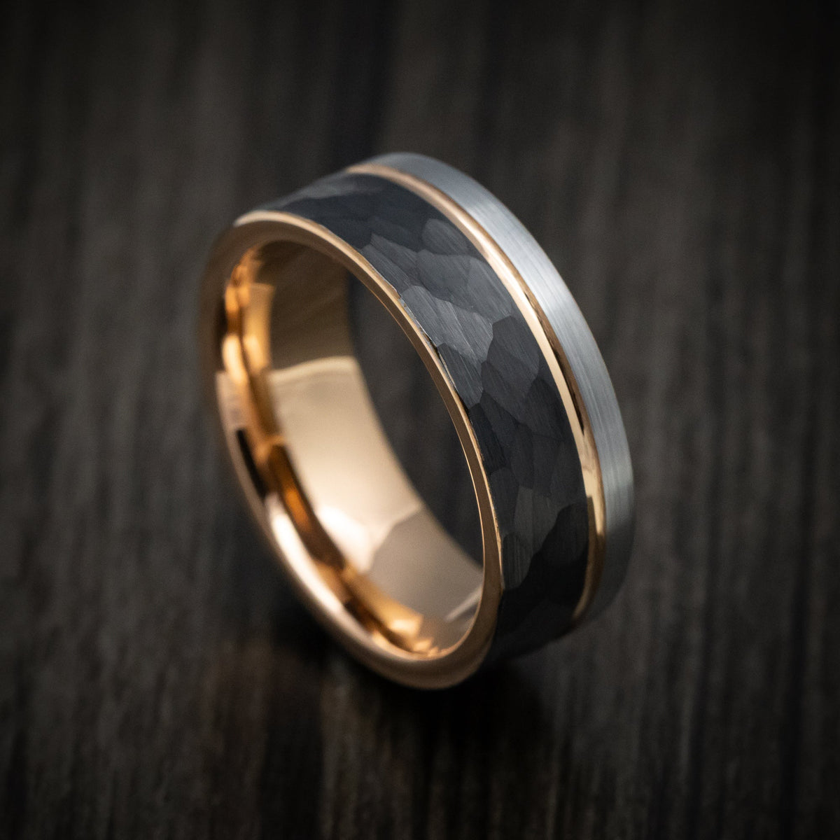 Endeavour XV - Golden and Black Tungsten Tri-Tone Men's Wedding Ring - Nura Lab
