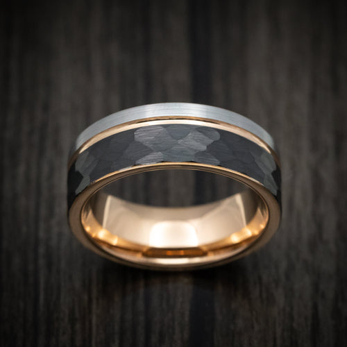 Endeavour XV - Golden and Black Tungsten Tri-Tone Men's Wedding Ring - view 2 - Nura Lab
