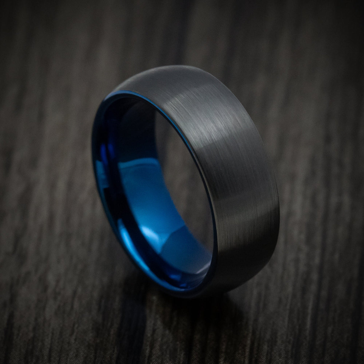 Redwood XV - Black Tungsten Men's Wedding Ring with Anodized Blue Sleeve - Nura Lab