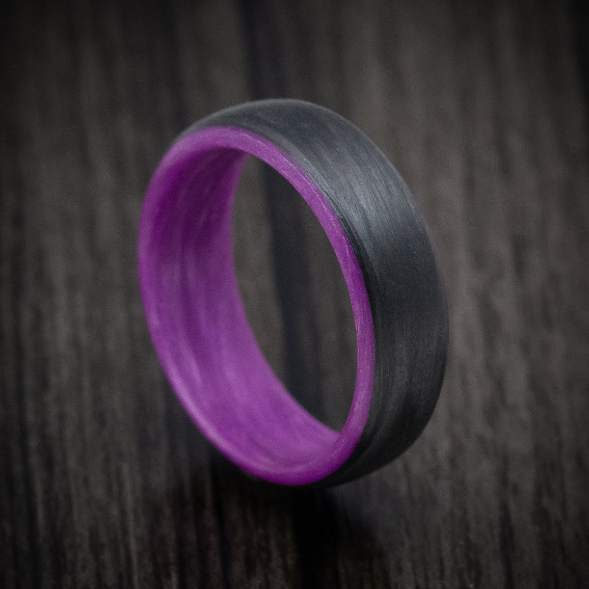 Bastion XIV - Carbon Fiber Men's Wedding Ring with Purple Glow Sleeve - Nura Lab