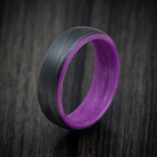 Bastion XIV - Carbon Fiber Men's Wedding Ring with Purple Glow Sleeve - view 4 - Nura Lab