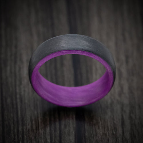 Bastion XIV - Carbon Fiber Men's Wedding Ring with Purple Glow Sleeve - view 2 - Nura Lab