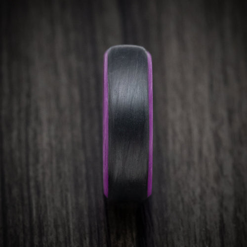 Bastion XIV - Carbon Fiber Men's Wedding Ring with Purple Glow Sleeve - view 3 - Nura Lab