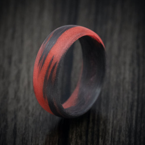 Legacy XIV - Carbon Fiber Men's Wedding Ring with Red Glow Marbled Design - view 4 - Nura Lab
