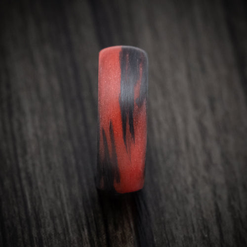 Legacy XIV - Carbon Fiber Men's Wedding Ring with Red Glow Marbled Design - view 3 - Nura Lab