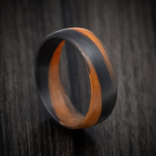 Commander XIV - Carbon Fiber Men's Wedding Ring with Orange Glow Marbled Design - Nura Lab