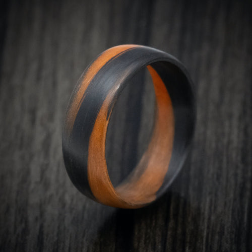 Commander XIV - Carbon Fiber Men's Wedding Ring with Orange Glow Marbled Design - view 4 - Nura Lab