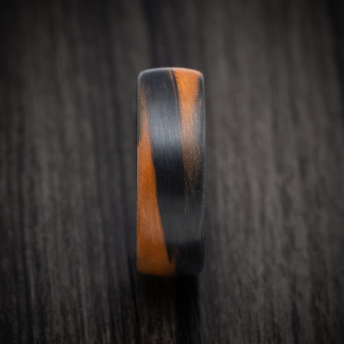 Commander XIV - Carbon Fiber Men's Wedding Ring with Orange Glow Marbled Design - view 3 - Nura Lab