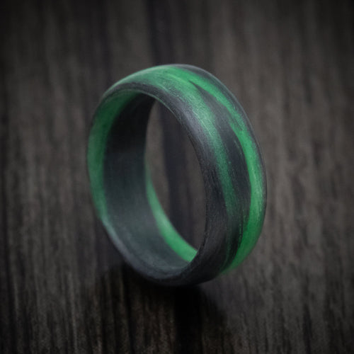 Ranger XIV - Carbon Fiber Men's Wedding Ring with Green Glow Marbled Design - Nura Lab